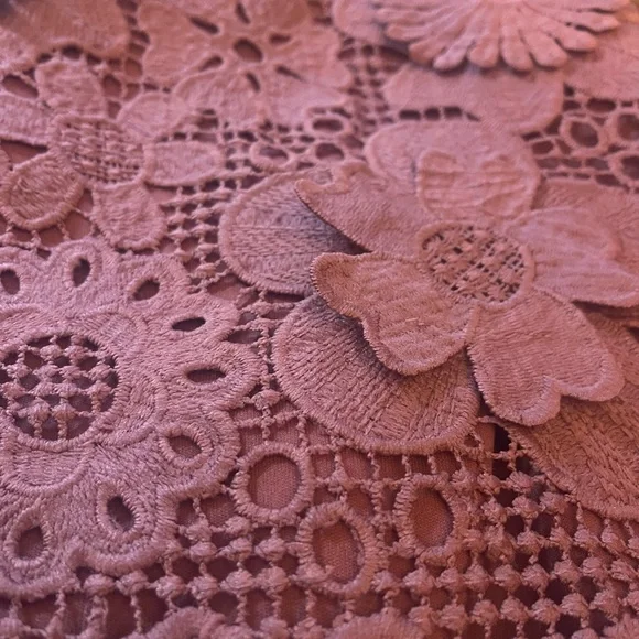 Altar’d State NWT Cranberry Mini Dress with Crocheted Flowers Size Small - Picture 2 of 6